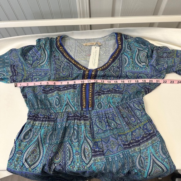 NWT Soft Surroundings V-neck embroidered blue Eugenie Maxi Dress size Small - Picture 11 of 13